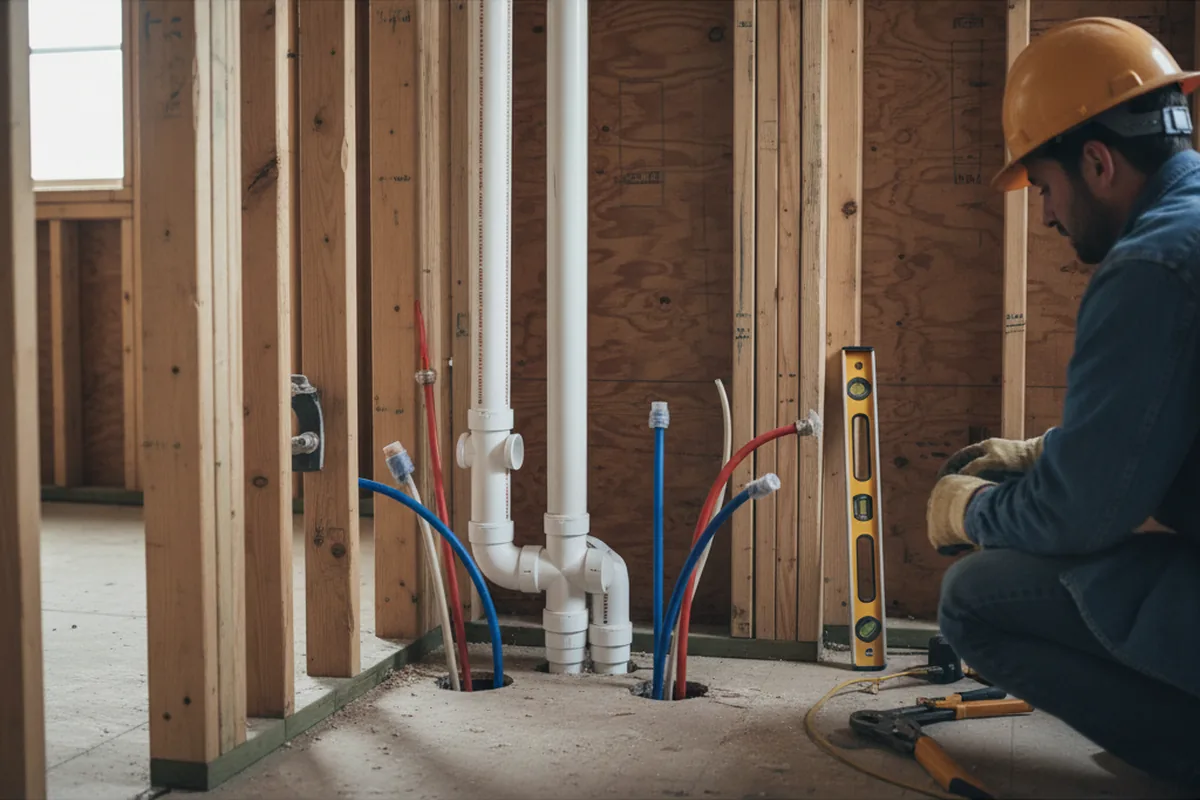 Drain and supply rough-in during Drain Cleaning in Marine