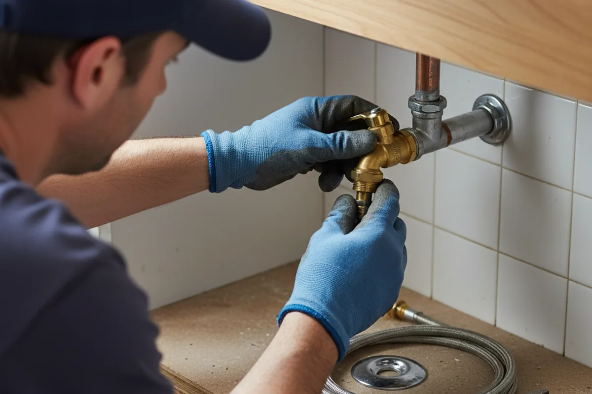 Shutoff valve and fitting work during Burst Pipe Repair in Marine
